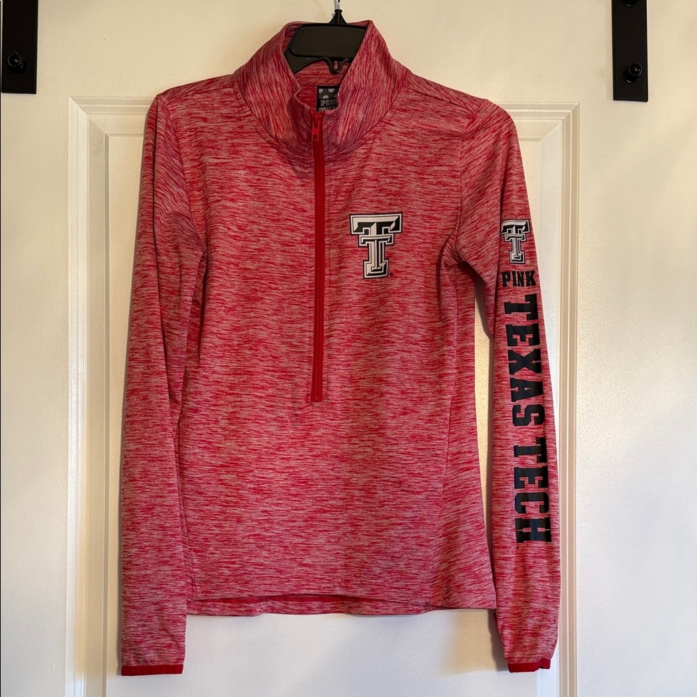 PINK Victoria's Secret Hot Pink Heathered Quarter-Zip Pullover
